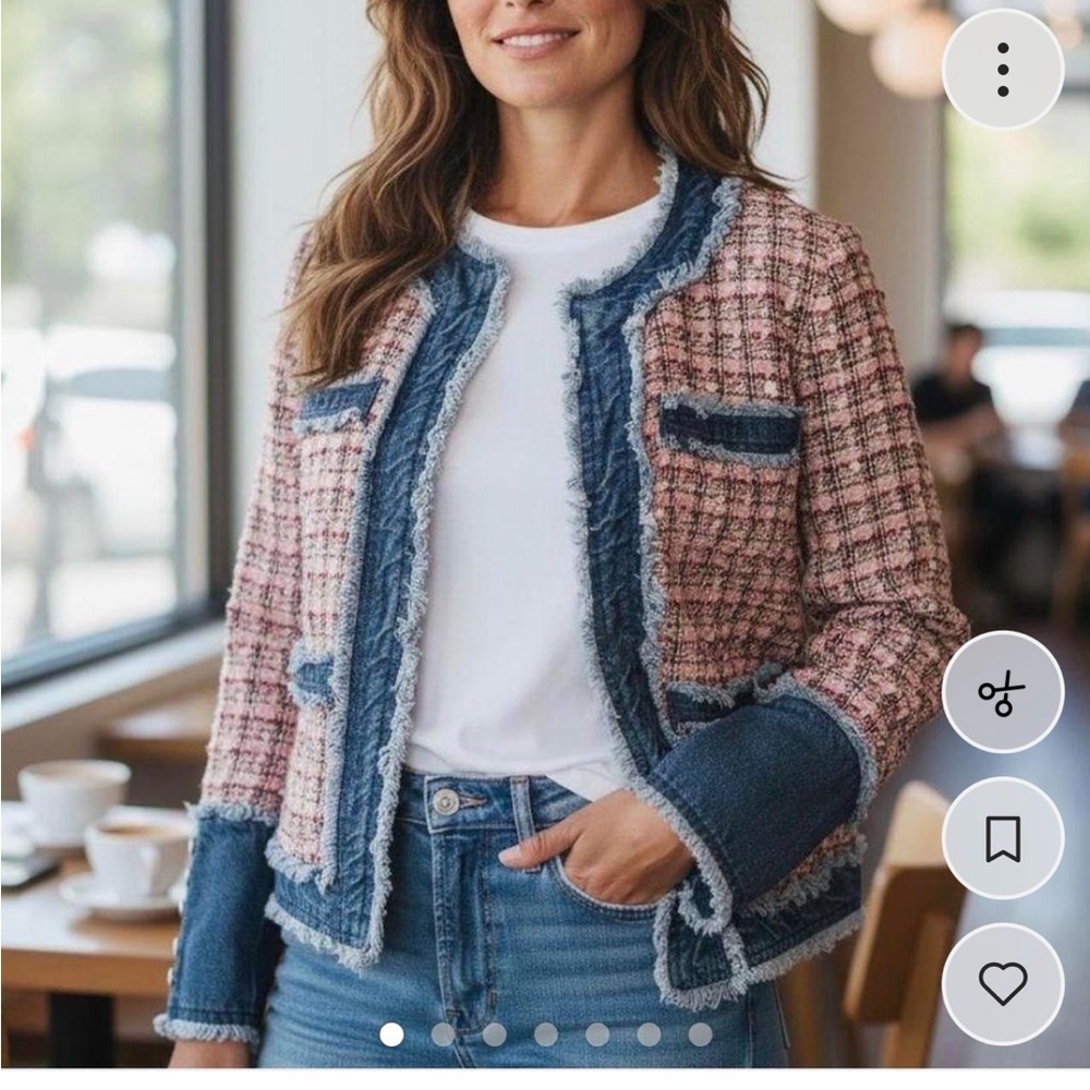 Nanette Lepore Pink and Blue Tweed Blazer